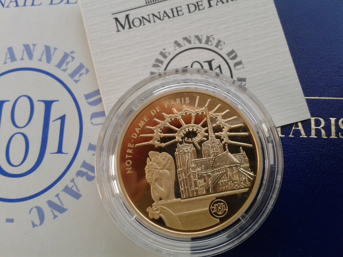  Original 100 Francs 2001 PP Frankreich Notre Dame 17g 920er Gold RARITÄT geringe Auflage   