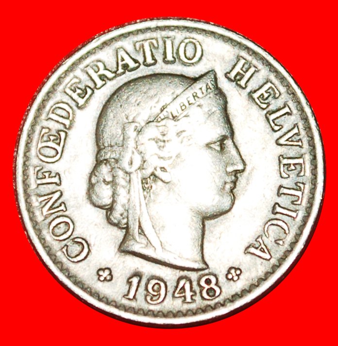  * LIBERTY (1879-2022): SWITZERLAND ★ 5 RAPPEN 1948B! DIES 1+A!★LOW START★ NO RESERVE!   