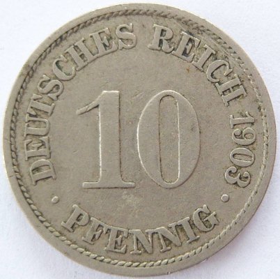  Deutsches Reich 10 Pfennig 1903 A K-N ss   