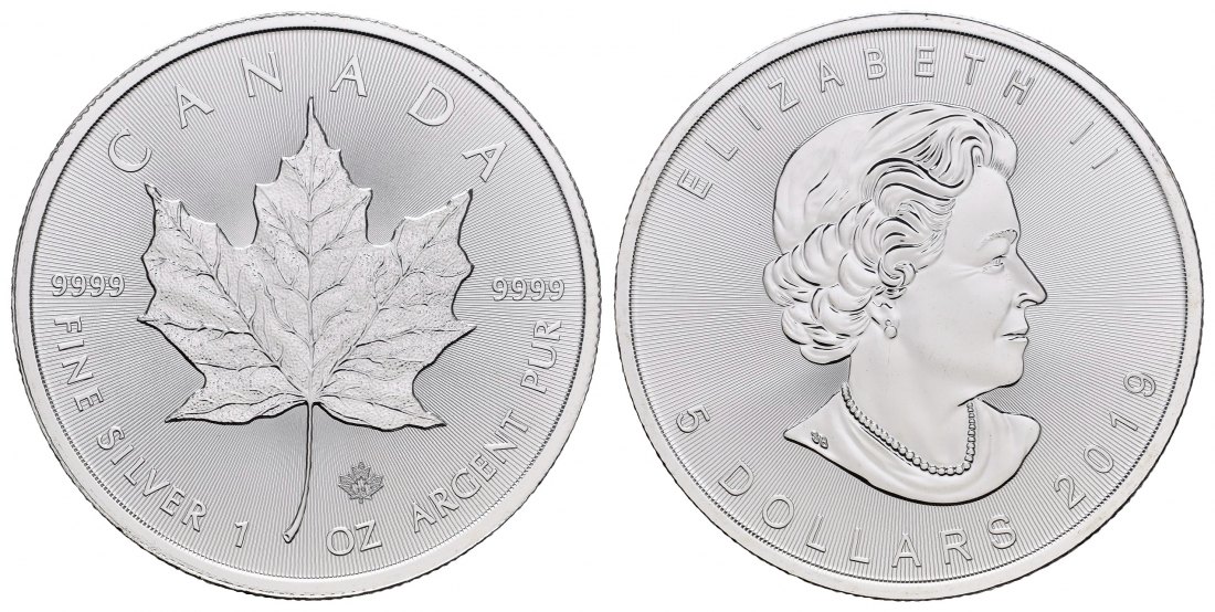 PEUS 7932 Kanada 31,1 g Feinsilber. Maple Leaf mit Privy mark F15 5 Dollars SILBER Unze 2019 Uncirculated (Kapsel)