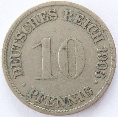  Deutsches Reich 10 Pfennig 1903 G K-N ss   