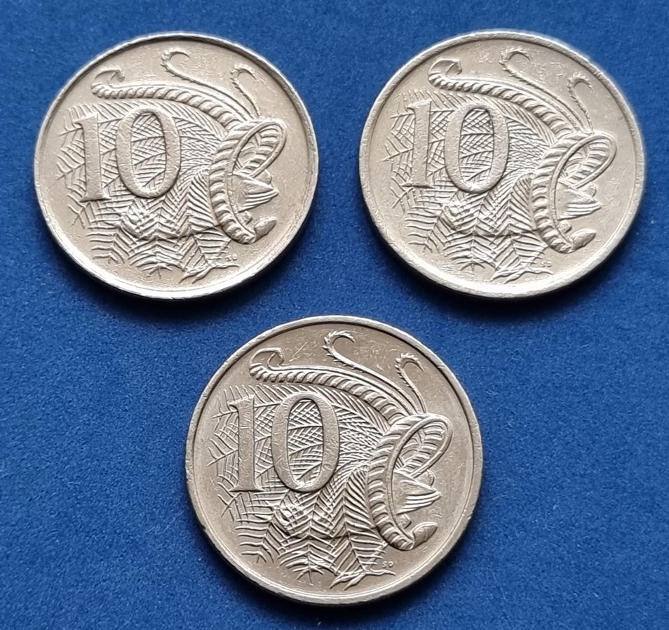  ML0073) 3 x 10 Cents (Australien) 1981 + 1989 + 1992 (ss/vz/vz) ................... von Berlin_coins   
