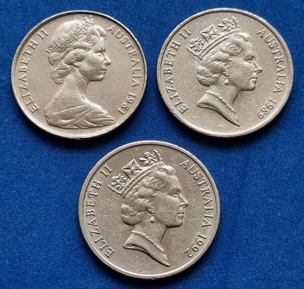  ML0073) 3 x 10 Cents (Australien) 1981 + 1989 + 1992 (ss/vz/vz) ................... von Berlin_coins   