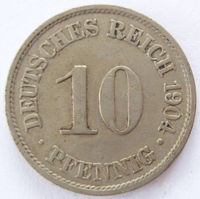  Deutsches Reich 10 Pfennig 1904 A K-N ss+   