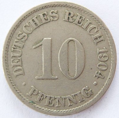  Deutsches Reich 10 Pfennig 1904 A K-N ss   