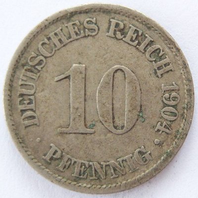  Deutsches Reich 10 Pfennig 1904 A K-N ss   