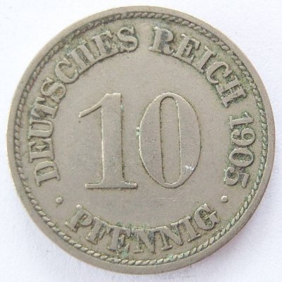  Deutsches Reich 10 Pfennig 1905 F K-N ss+   