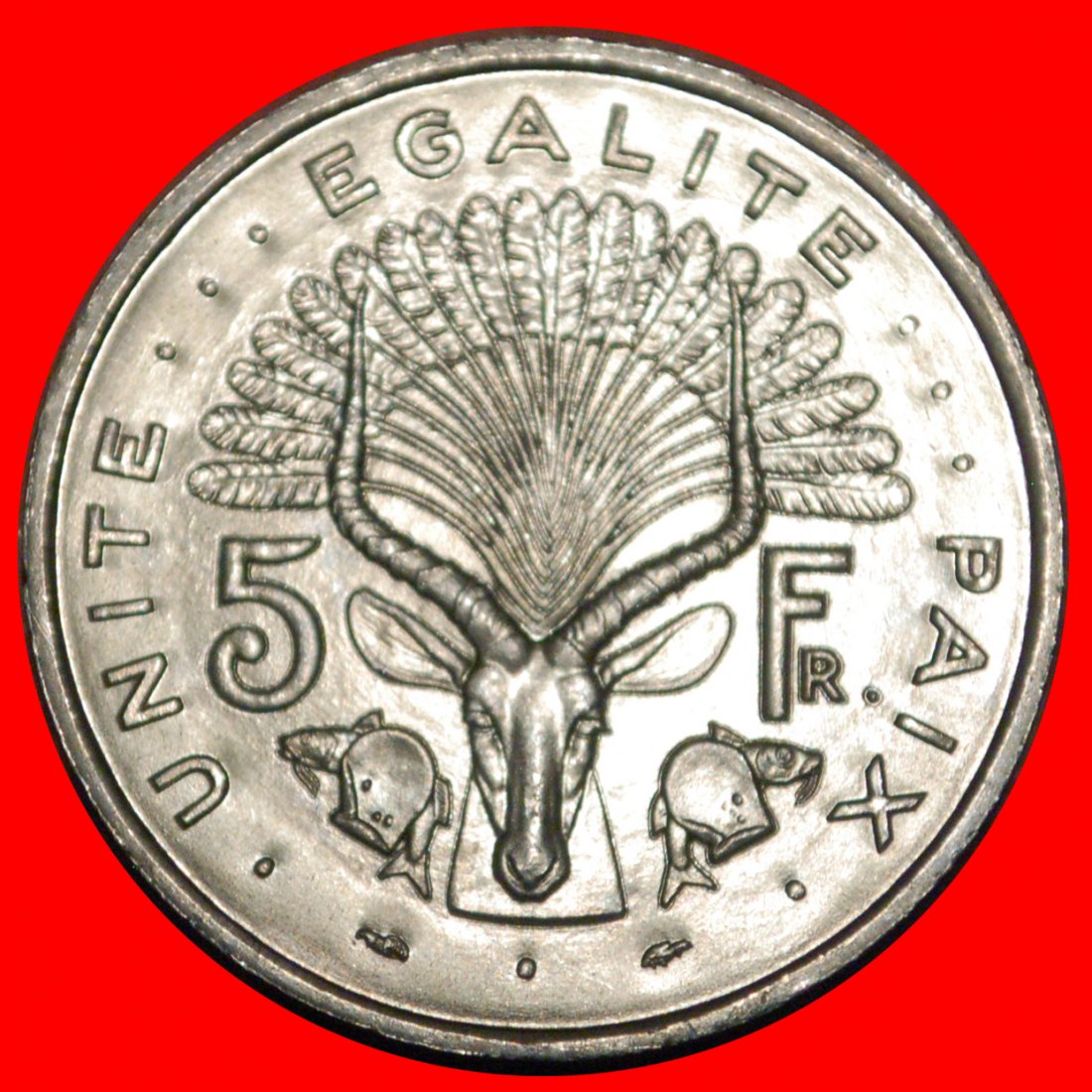 * ANTELOPE FRANCE (1977-1999): DJIBOUTI ★ 5 FRANCS 1991 UNC MINT LUSTRE! LOW START ★ NO RESERVE!