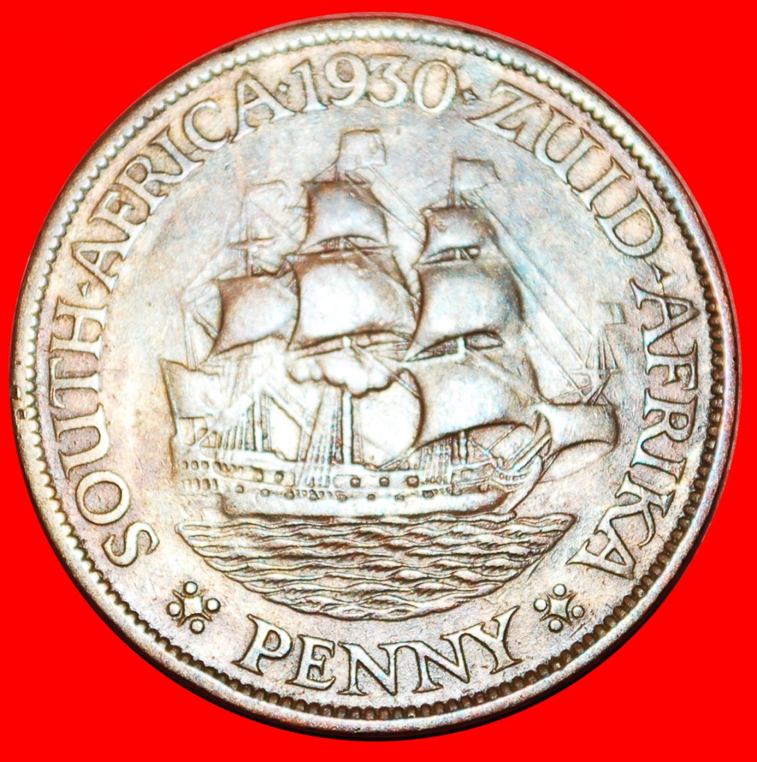  * SHIP (1926-1930): SOUTH AFRICA ★ 1 PENNY 1930! GEORGE V (1911-1936)★LOW START ★ NO RESERVE!   