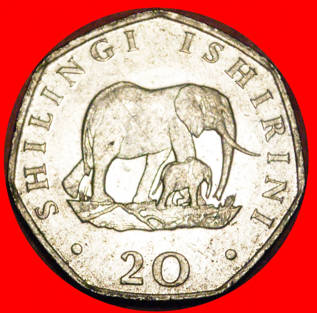 * 2 SOLD ELEPHANT WITH CALF: TANZANIA ★ 20 SHILLINGS 1992! MWINYI 1985-1995★LOW START ★ NO RESERVE!