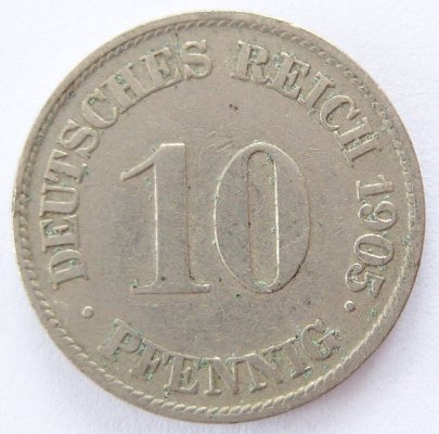  Deutsches Reich 10 Pfennig 1905 J K-N ss   