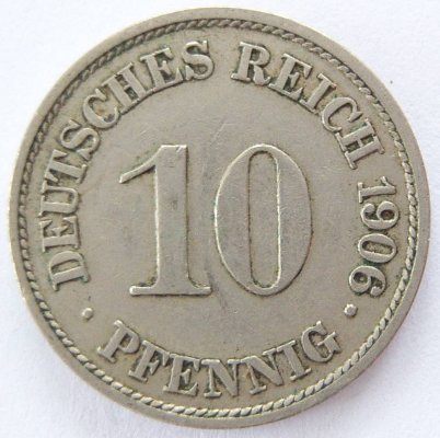  Deutsches Reich 10 Pfennig 1906 A K-N ss+   