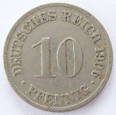  Deutsches Reich 10 Pfennig 1906 D K-N ss   