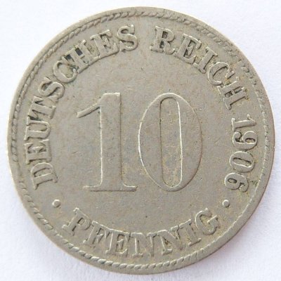  Deutsches Reich 10 Pfennig 1906 D K-N ss   