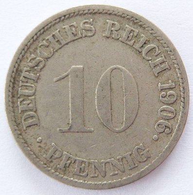  Deutsches Reich 10 Pfennig 1906 G K-N ss   