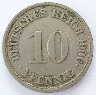  Deutsches Reich 10 Pfennig 1906 J K-N ss   