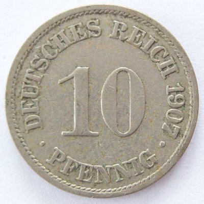  Deutsches Reich 10 Pfennig 1907 A K-N ss   