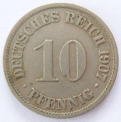  Deutsches Reich 10 Pfennig 1907 A K-N ss   