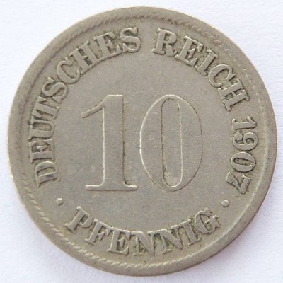  Deutsches Reich 10 Pfennig 1907 F K-N s-ss   