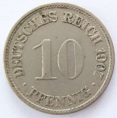  Deutsches Reich 10 Pfennig 1907 F K-N vz   
