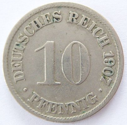  Deutsches Reich 10 Pfennig 1907 F K-N ss   