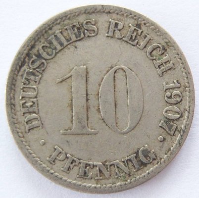  Deutsches Reich 10 Pfennig 1907 G K-N ss   