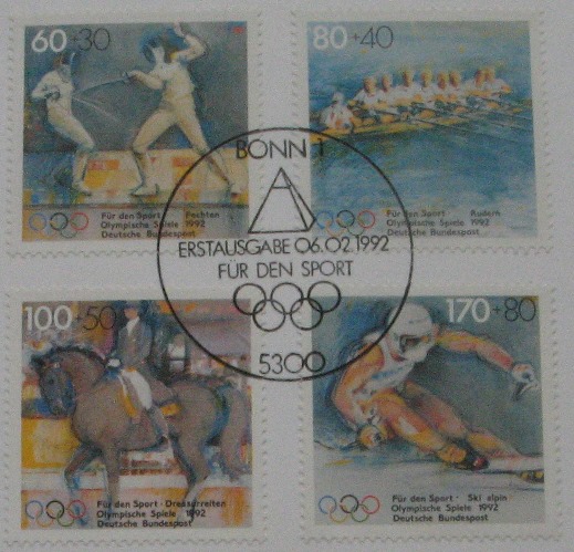  1992, Deutschland,ein philatelistisches Sammelheft:Deutsche Medaillengewinner der Olympischen Spiele   