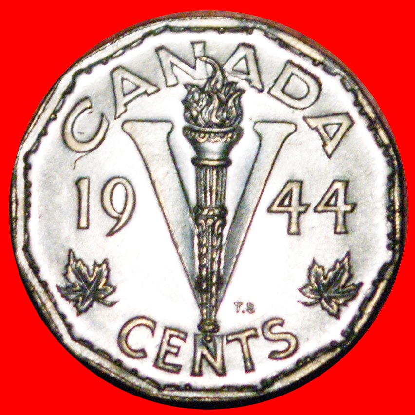  * MORSE CODE★ CANADA ★ 5 CENTS 1944 WARTIME ISSUE (1939-1945) MINT LUSTRE! LOW START ★ NO RESERVE!   