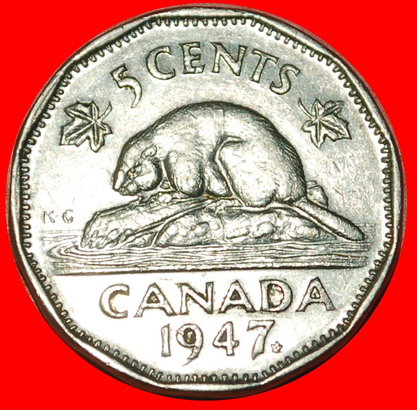 * AHORNBLATT (1948): KANADA ★ 5 CENTS 1947! GEORG VI. (1937-1952)★OHNE VORBEHALT!