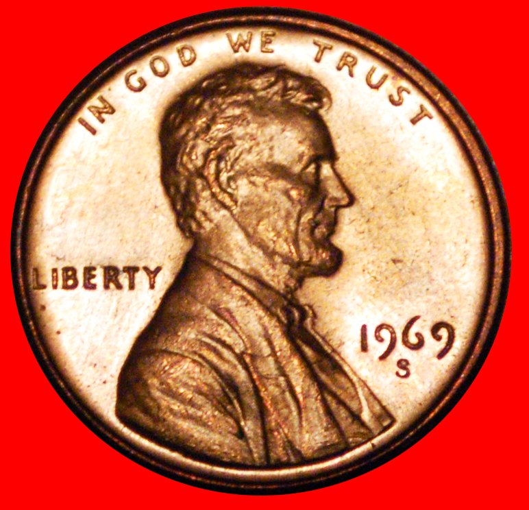  * MEMORIAL (1959-1982): USA ★ 1 CENT 1969S STG STEMPELGLANZ! LINCOLN (1809-1865)★OHNE VORBEHALT!   