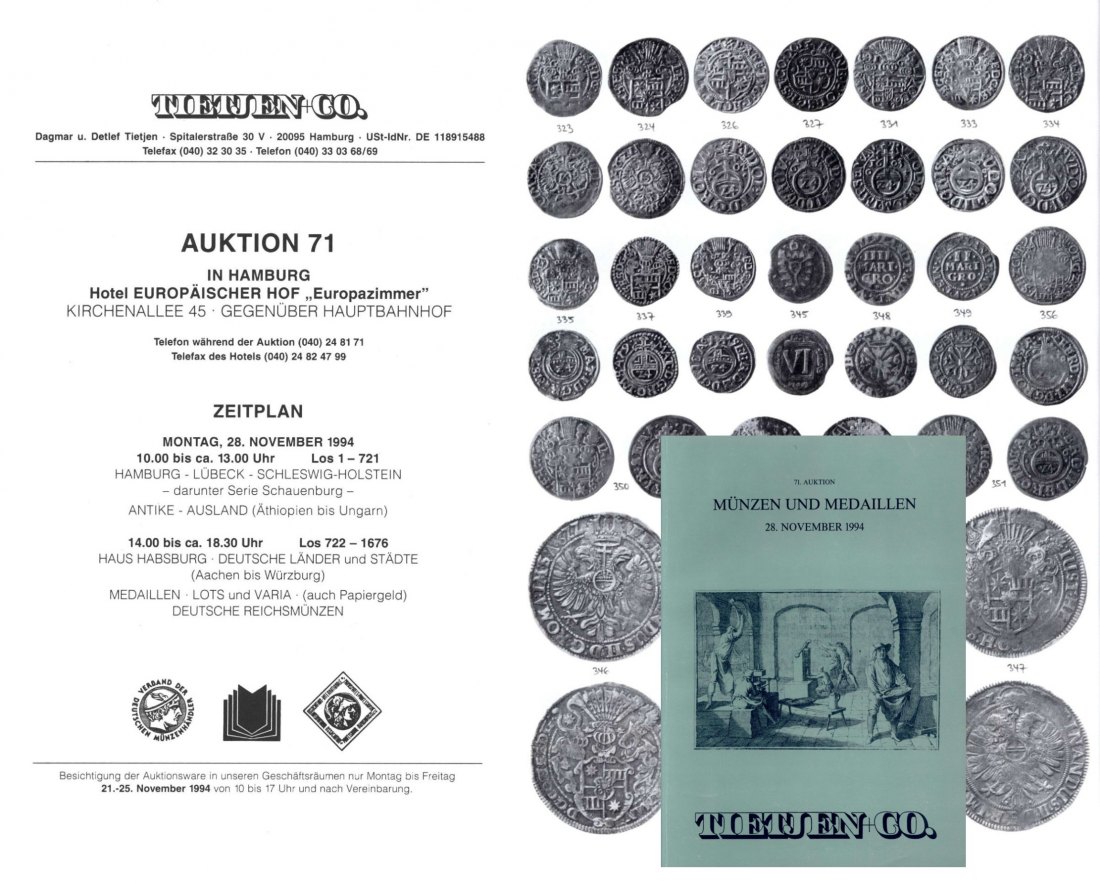  Tietjen (Hamburg) Auktion 71 (1994) Antike bis Neuzeit darunter Sammlung Schauenburg   