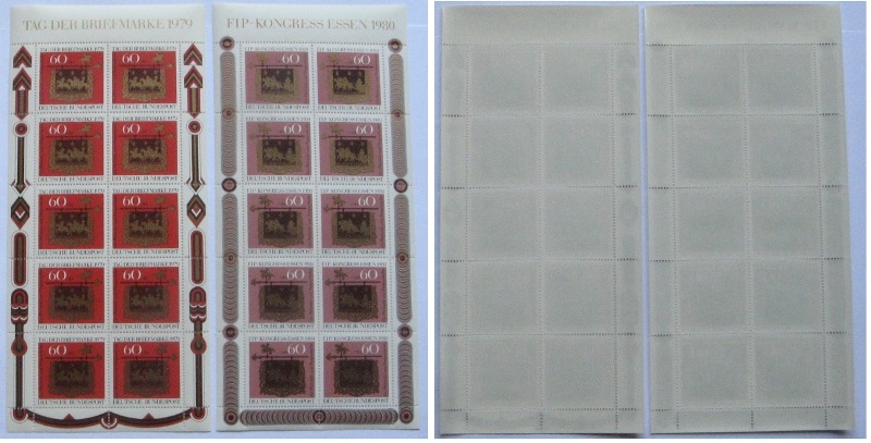  1979-80,2 Stk.Briefmarkenblätter:Posthauszeichen,Altheim,Saar,1754(deutsche Seite+französische Seite   