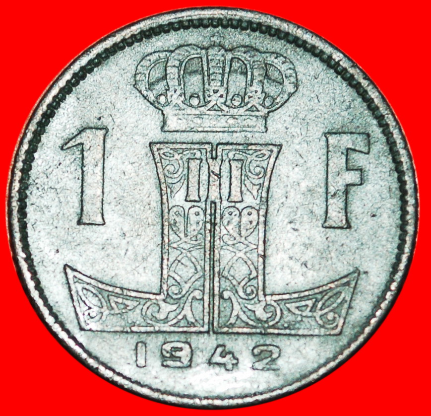 * OCCUPATION by GERMANY: BELGIUM ★ 1 FRANC 1942! LEOPOLD III (1934-1950) LOW START ★ NO RESERVE!