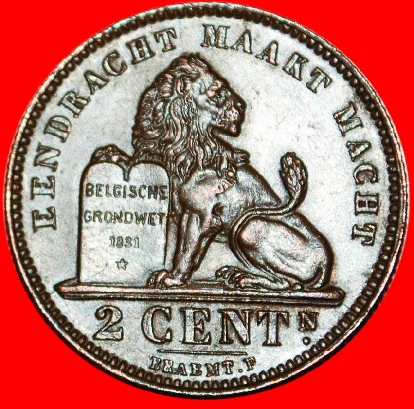  * HOLLÄNDISCHE LEGENDE~GROSSES DATUM: BELGIEN ★ 2 CENTIMES 1911! ALBERT I (1909-1934)★OHNE VORBEHALT   