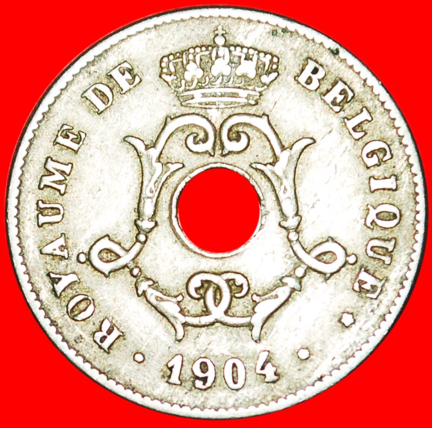  * FRANZÖSISCHE LEGENDE: BELGIEN ★ 10 CENTIMES 1904! LEOPOLD II. (1865-1909)★OHNE VORBEHALT   