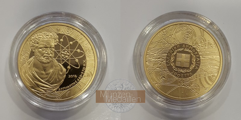 Griechenland MM-Frankfurt Feingold: 7,31g 200 EUR   Demokritos 2016 