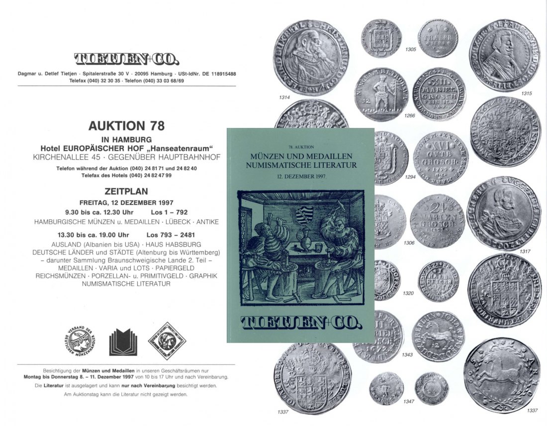  Tietjen (Hamburg) Auktion 78 (1997) ua. Teil 2 der Sammlung Braunschweig - Lüneburg - Hannover   