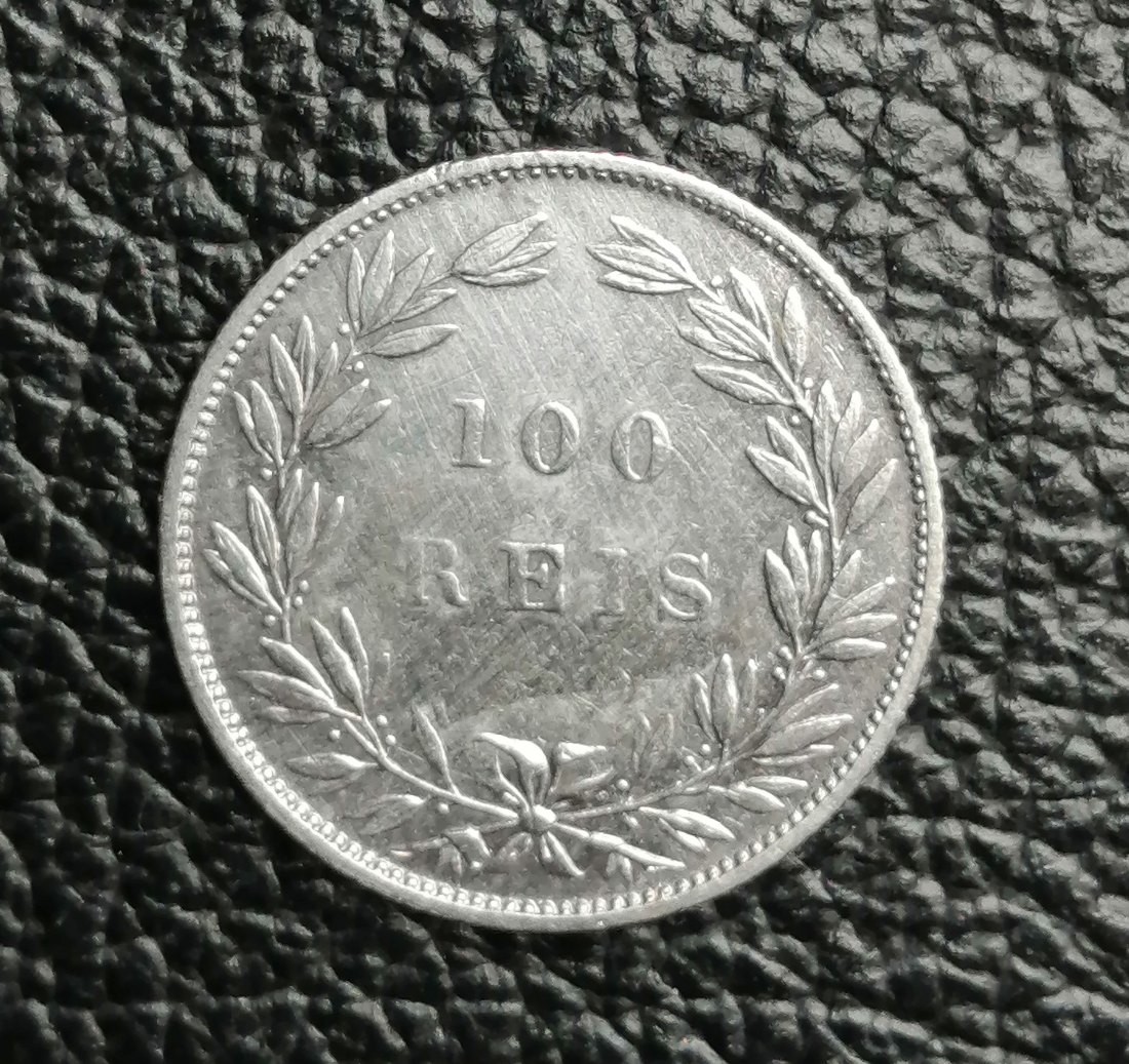  Portugal Luis I. 100 Reis 1889 Silber selten   