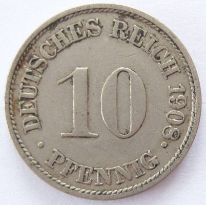  Deutsches Reich 10 Pfennig 1908 J K-N ss   