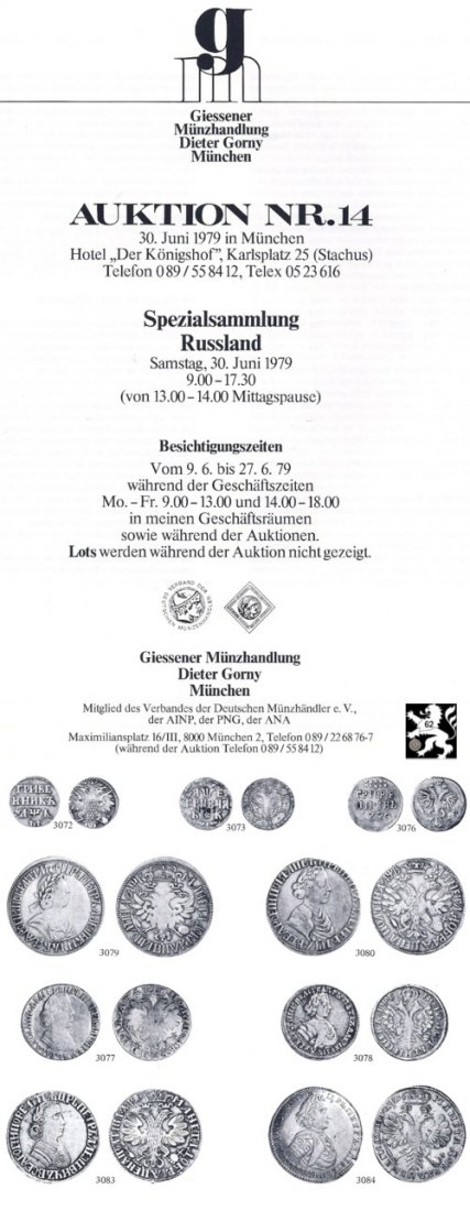  Gorny (München) Auktion 14 (1979) Spezial Sammlung Russland   