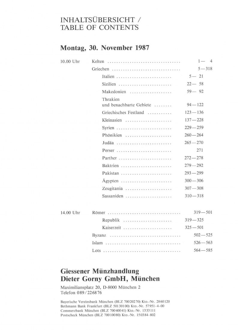  Gorny (München) Auktion 38 (1987) Münzen der Antike   