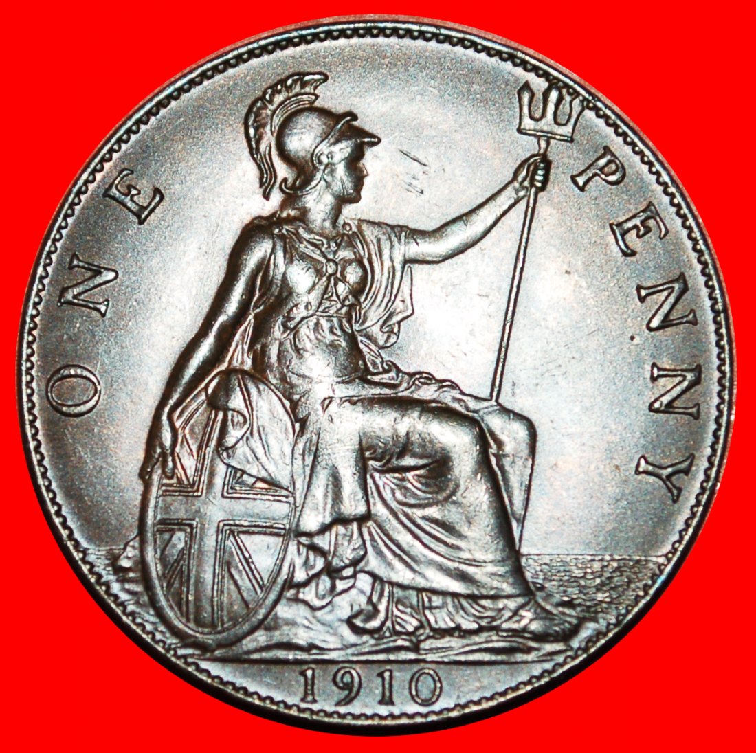  * HERRIN DER SEEN: GROSSBRITANNIEN ★ PENNY 1910 SELTEN! EDUARD VII. (1902-1910)★OHNE VORBEHALT!   