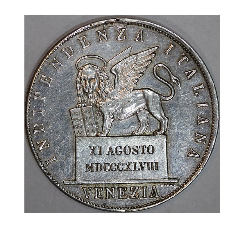  Italien, Venedig,5 Lire 1848 Provisorische Reg.   
