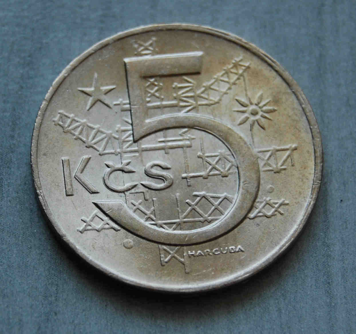  Tschekoslowakei 5 Kronen 1974 KM # 60 Variante überlange 4   