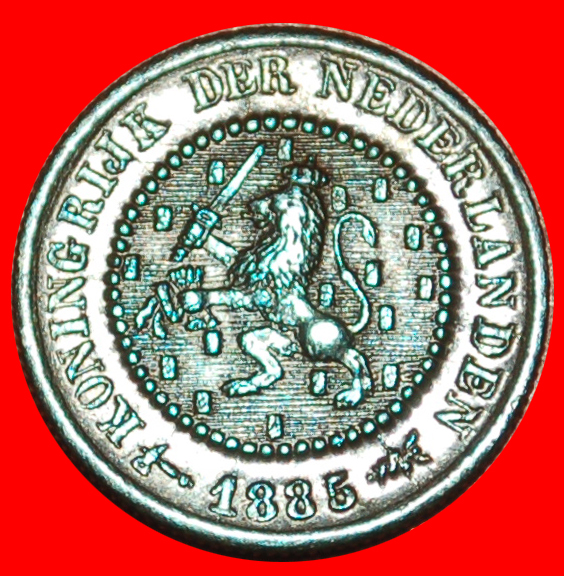  * WUCHERND LÖWE (1878-1901): NIEDERLANDE ★ 1/2 CENT 1885! WILHELM III. (1849-1890)! OHNE VORBEHALT!   