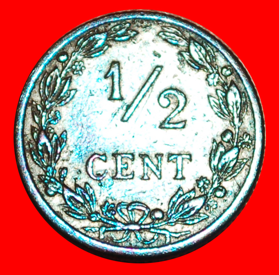  * WUCHERND LÖWE (1903-1906): NIEDERLANDE ★ 1/2 CENT 1906! WILHELMINA (1890-1948)! OHNE VORBEHALT!   