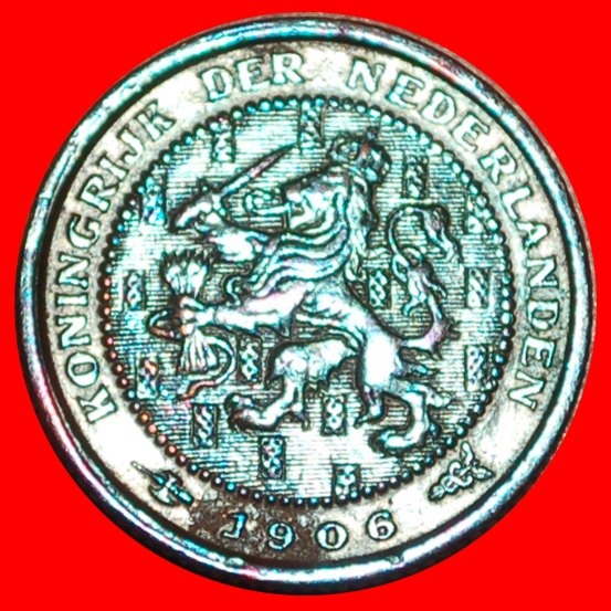  * RAMPANT LION (1903-1906): NETHERLANDS★ 1/2 CENT 1906! WILHELMINA 1890-1948★LOW START ★ NO RESERVE!   