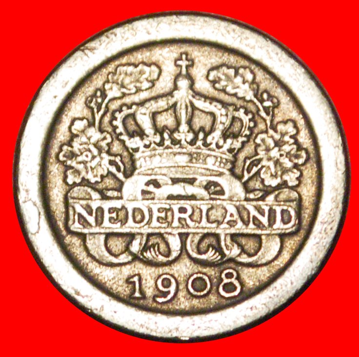  * CROWN AND OAK BRANCHES (1907-1909): NETHERLANDS ★ 5 CENTS 1908 UNCOMMON!★LOW START ★ NO RESERVE!   
