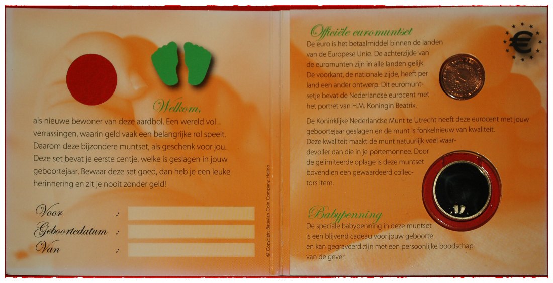 * BIRTH OF BABY:NETHERLANDS★SET 1 EUROCENT 2007 & MEDAL PROOF★TO BE PUBLISHED★LOW START★ NO RESERVE!