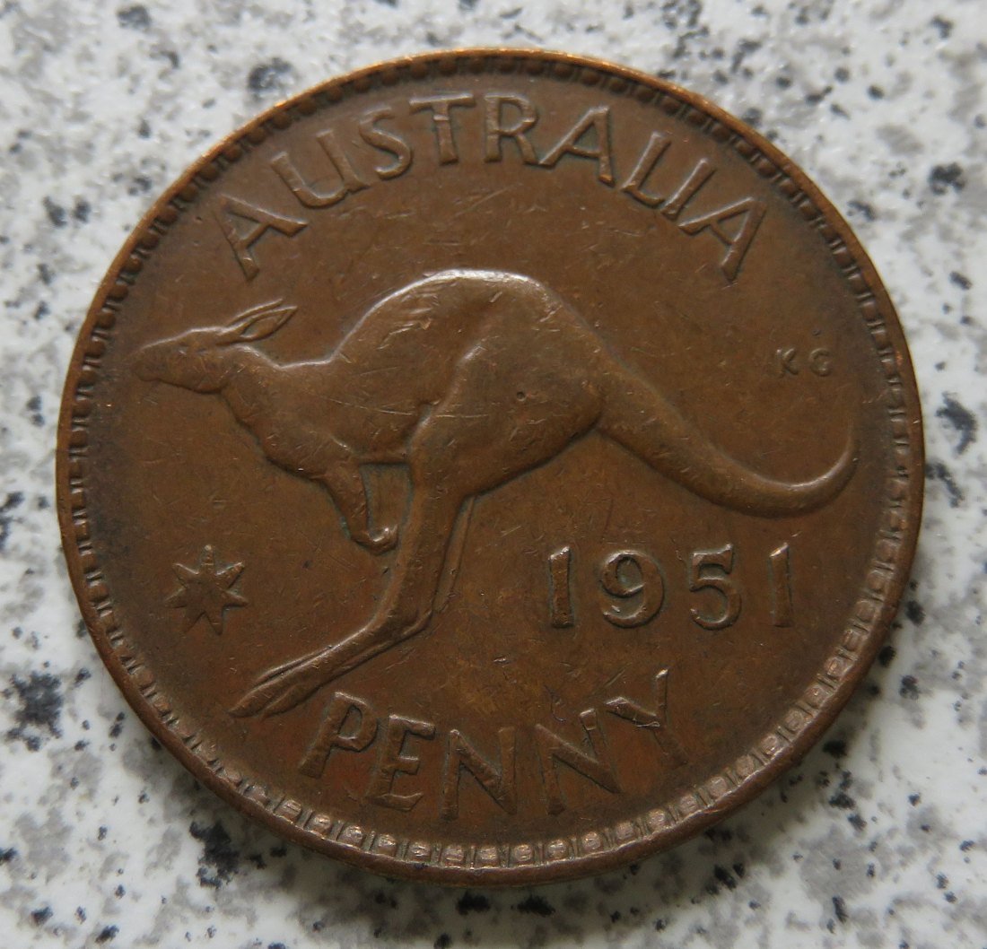  Australien One Penny 1951. (One Penny 1951 Punkt) (George VI., 1937 - 1952)   